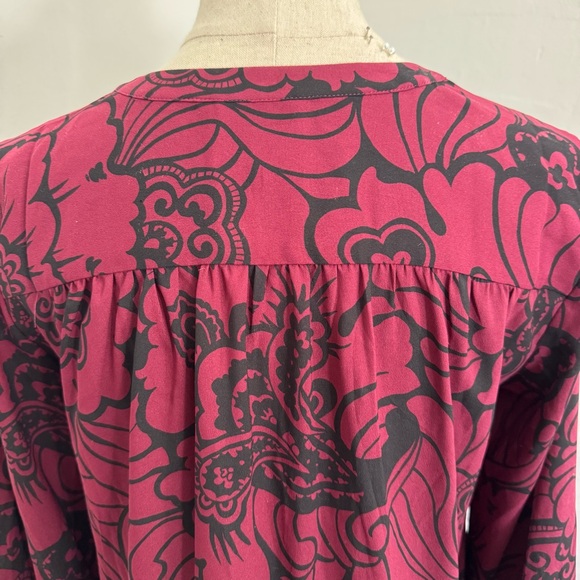 LOFT Burgundy Floral Long Sleeve Dress - Picture 9 of 15